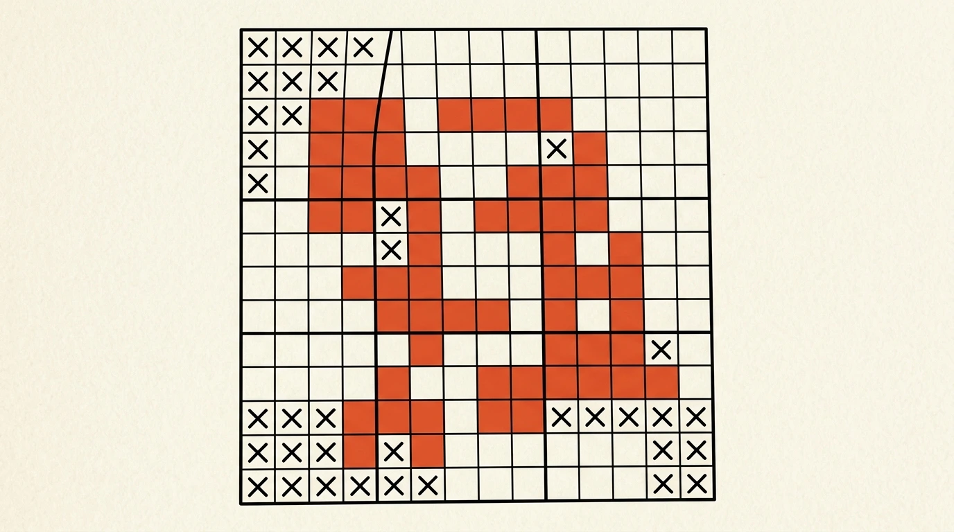 Grille de picross en cours de résolution