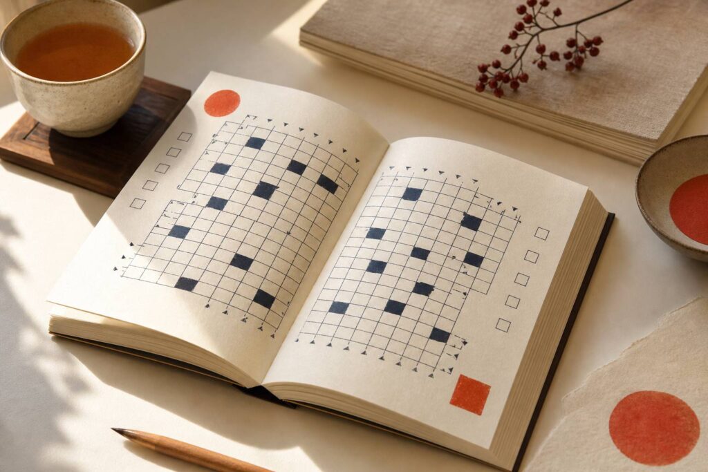 Grille de mots fleches force 4 difficile pour experts sur fond sombre