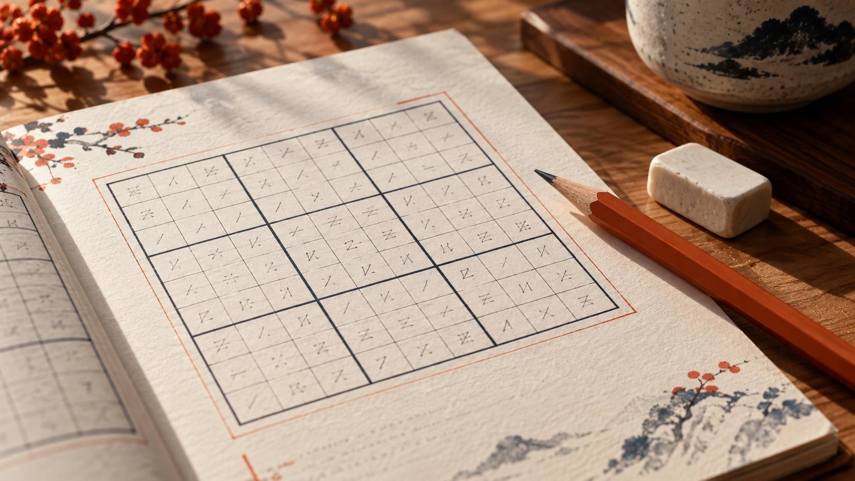 Détail des notes de candidats d'une grille de sudoku avec crayon